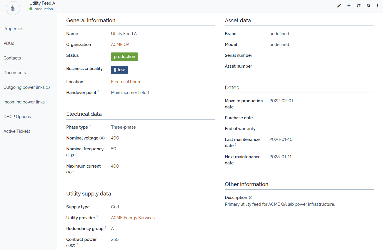 Utility Power Details